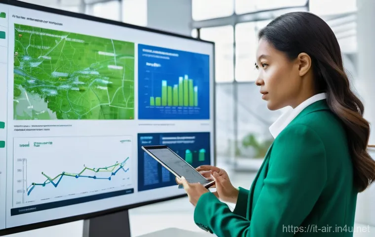 대기환경기사 취득 후 직무교육 프로그램 - **Prompt:** A dynamic image of a female environmental engineer, dressed in smart professional attire...