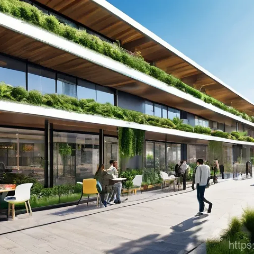 대기환경기사와 관련한 필수 법규 요약 - The scene showcases innovative eco-friendly architecture, such as buildings with integrated vertical...