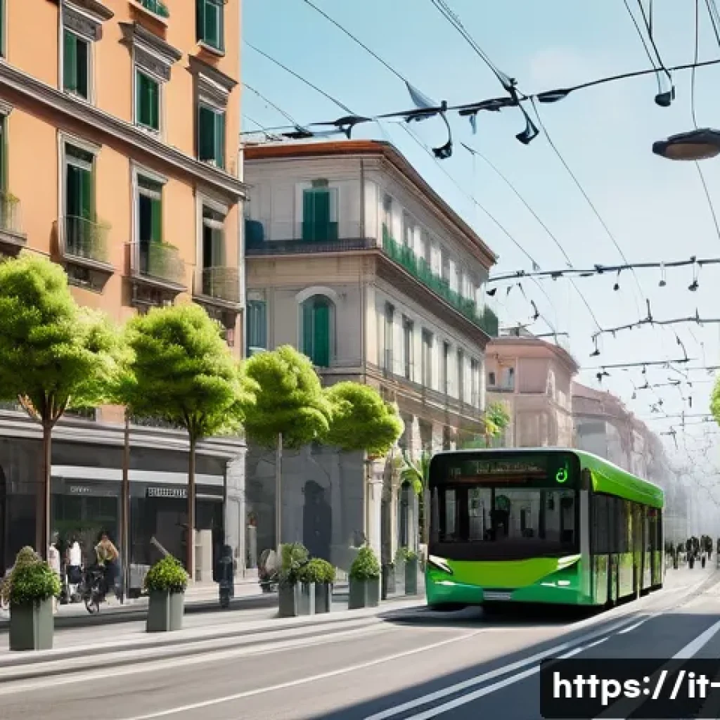대기환경 관리 기술의 발전사 - A detailed urban scene in a modern Italian city showing a network of miniaturized wireless air quali...