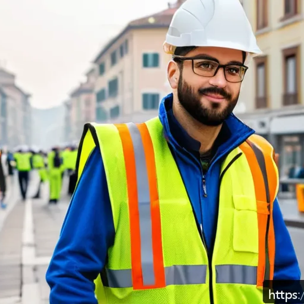 대기환경 이직 후 직무 만족도 후기 - A dynamic urban air quality technician installing advanced air pollution sensors on a busy Italian c...