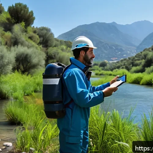 대기환경기사 학원과 독학 비교 - A professional environmental technician in Italy wearing practical workwear and safety gear, standin...