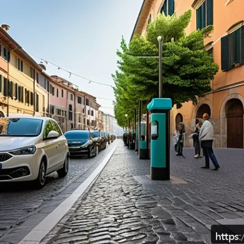 대기환경 실무자를 위한 자료 분석 팁 - A detailed urban environmental monitoring station scene in Italy, featuring fixed air quality sensor...